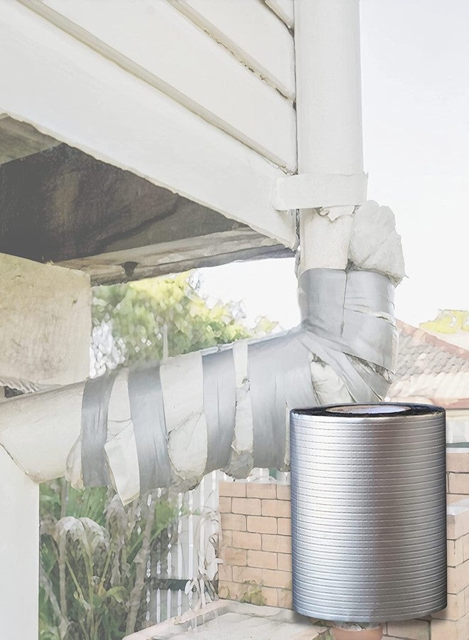 VBM شريط VBM المقاوم للماء لإصلاح تسربات الأنابيب، حل لتسربات مياه الأسقف، شريط من رقائق الألومنيوم، شريط لاصق مقاوم للماء، شريط مانع للتسرب من مطاط البوتيل لإصلاح الشقوق السطحية والأنابيب (10 سم × 5 م) - Image 2